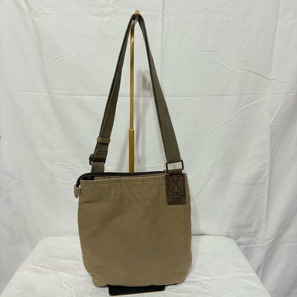Chala Patch Crossbody Handbag in olive green canvas with a monkey charm - Picture 5 of 11
